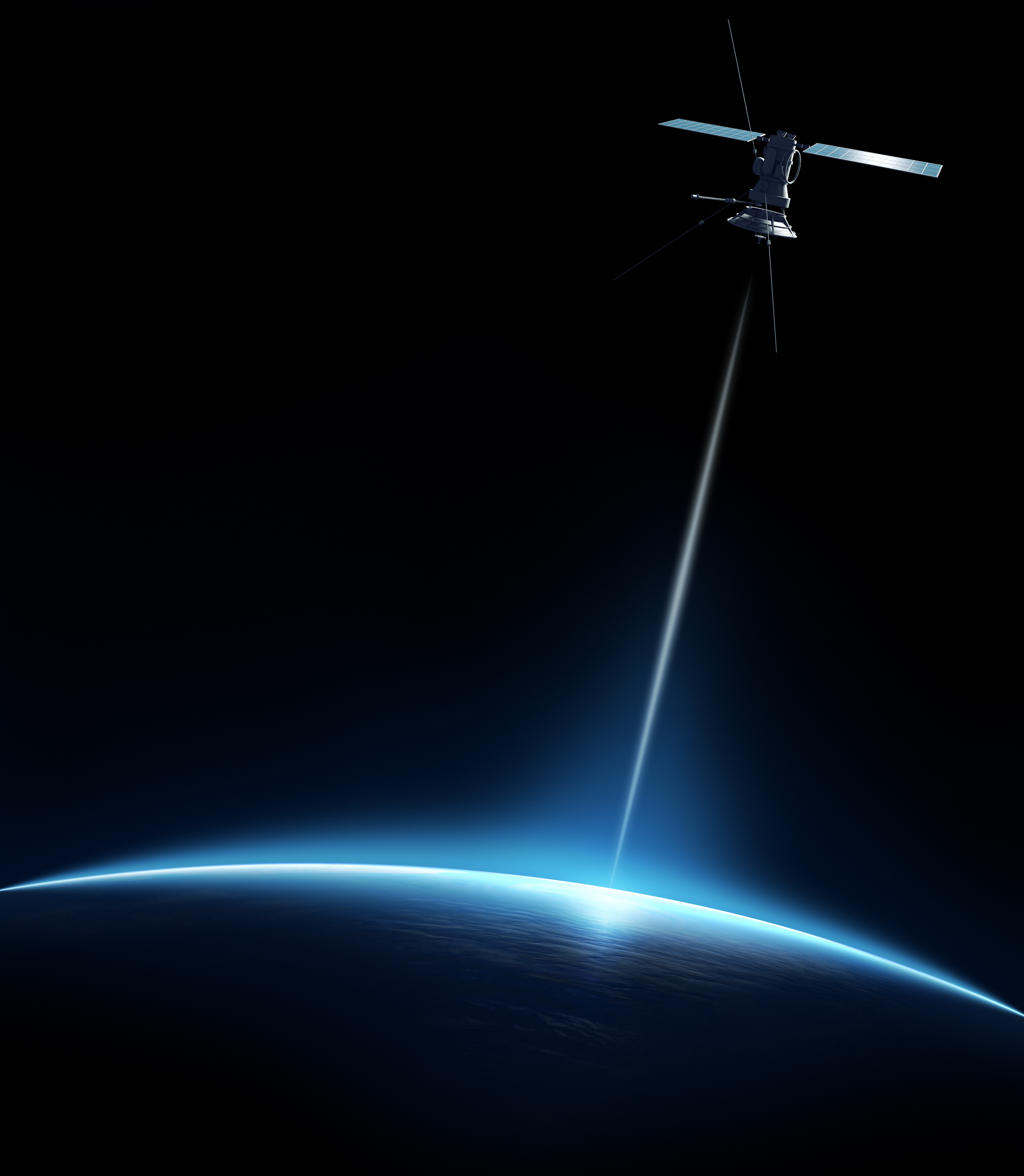 Satellite beaming a laser link to Earth